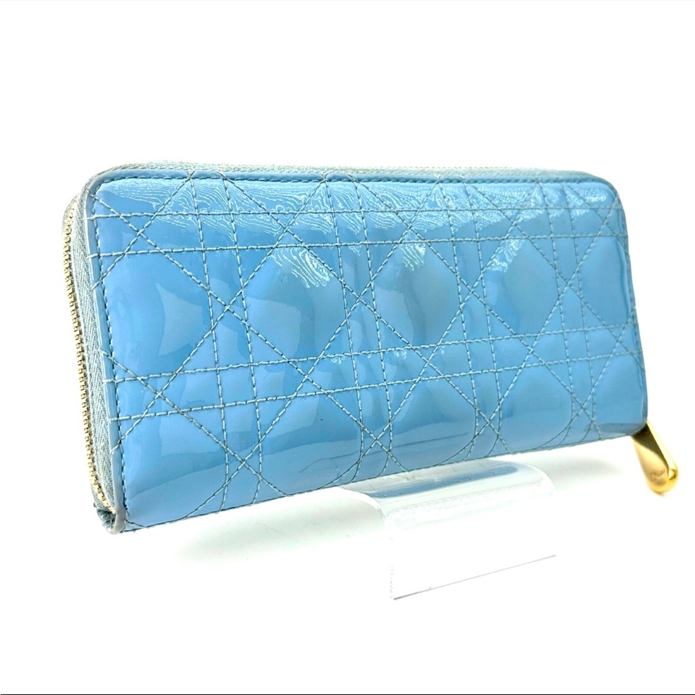 🩵DIOR Blue Quilted Patent Leather Wallet🩵